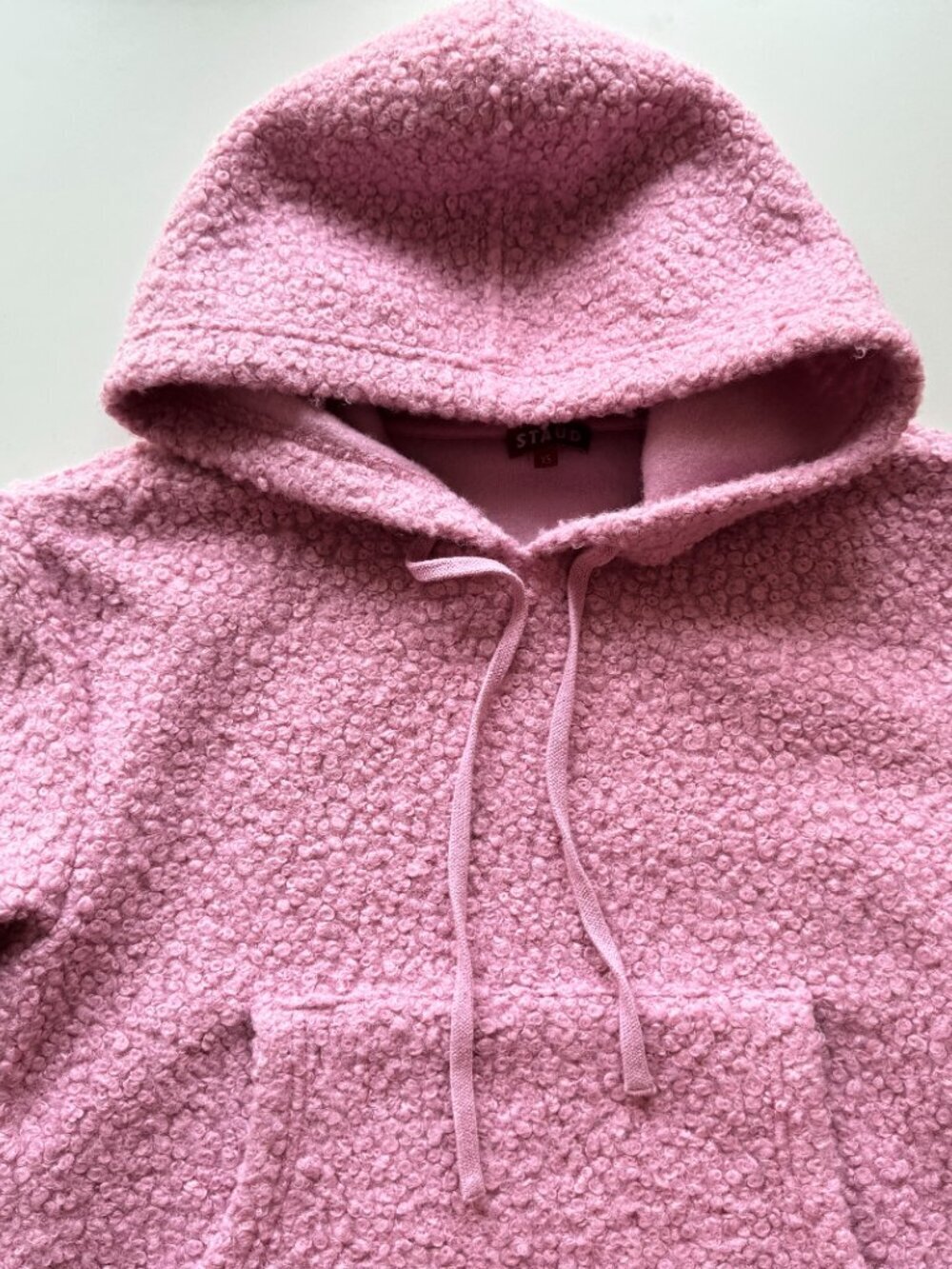 STAUD Rosebud Pink Faux Fur Hooded Teddy Bear Hoodie Sweater, Size XS - Picture 8 of 14